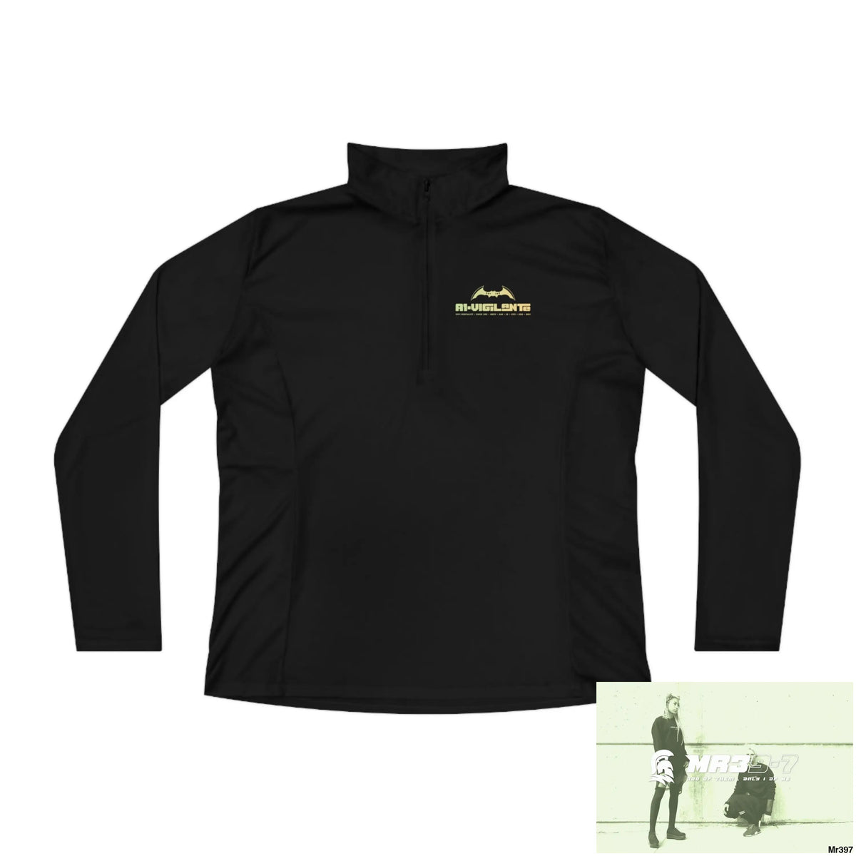 A1-Vigilante Ladies Quarter-Zip Pullover Black / M Long-sleeve