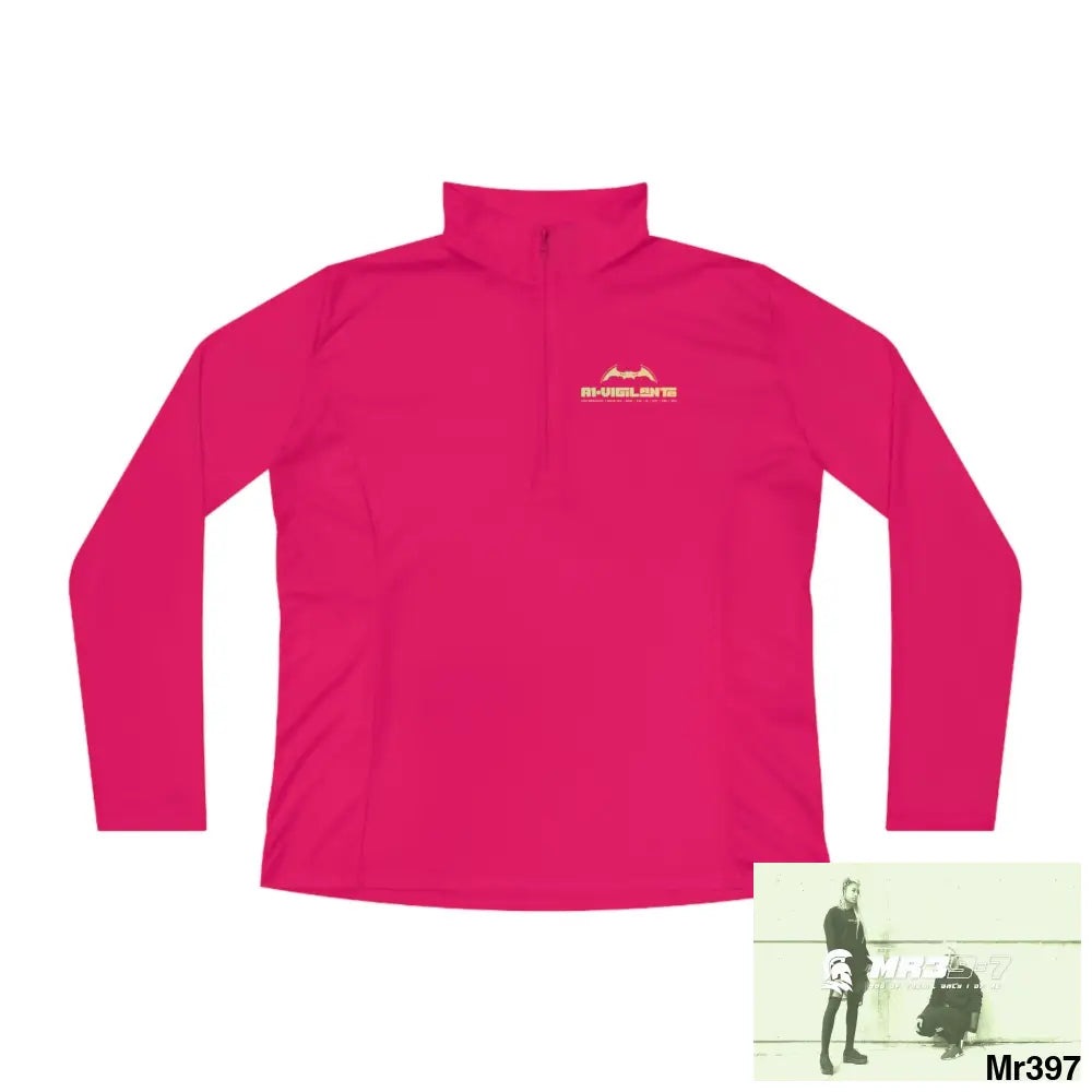 A1-Vigilante Ladies Quarter-Zip Pullover Pink Raspberry / S Long-sleeve