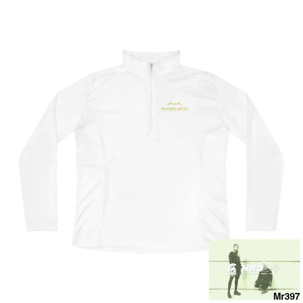 A1-Vigilante Ladies Quarter-Zip Pullover White / S Long-sleeve