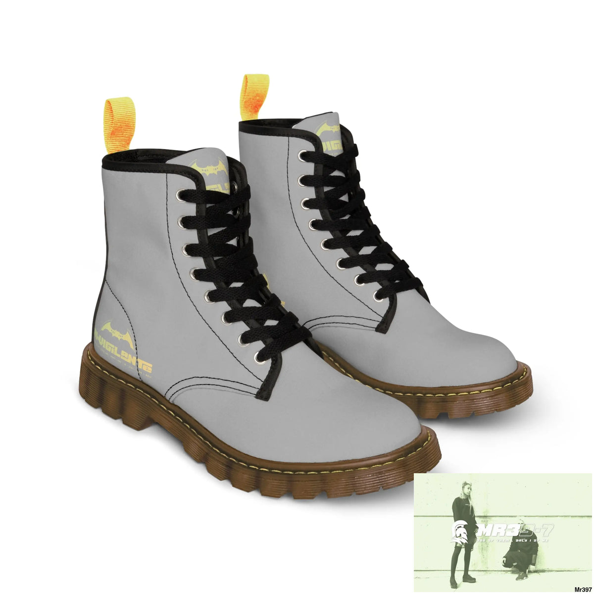 A1- Vigilante light Grey Canvas Boots Shoes