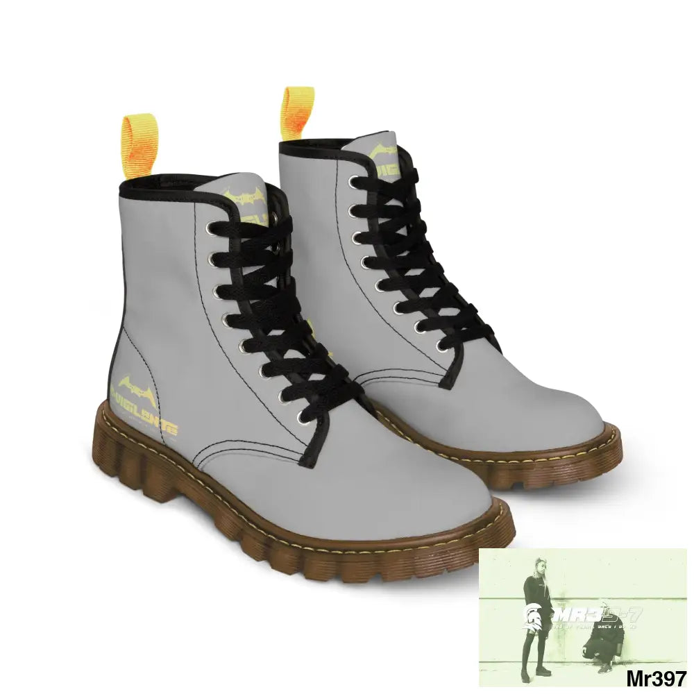A1- Vigilante light Grey Canvas Boots Shoes