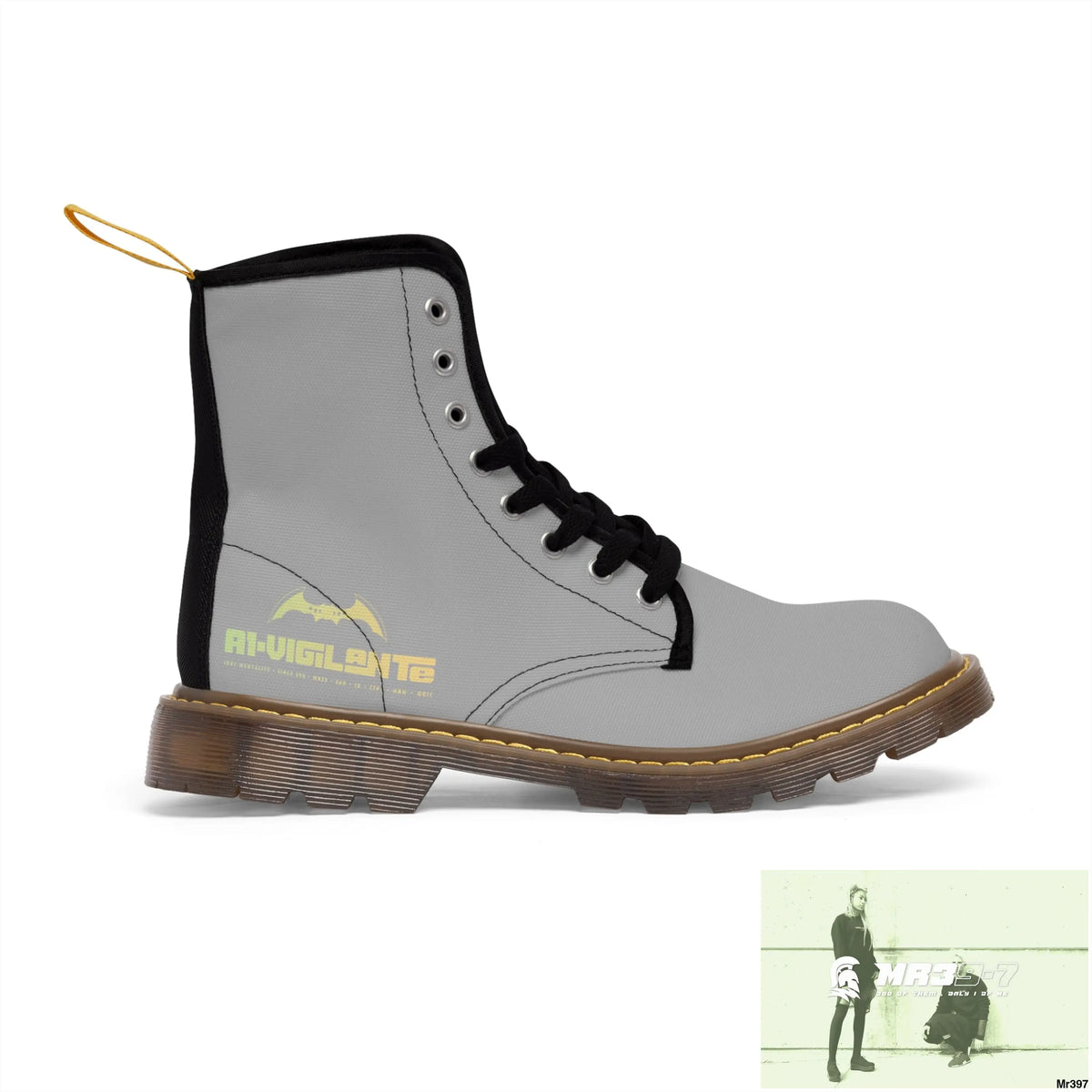 A1- Vigilante light Grey Canvas Boots Shoes