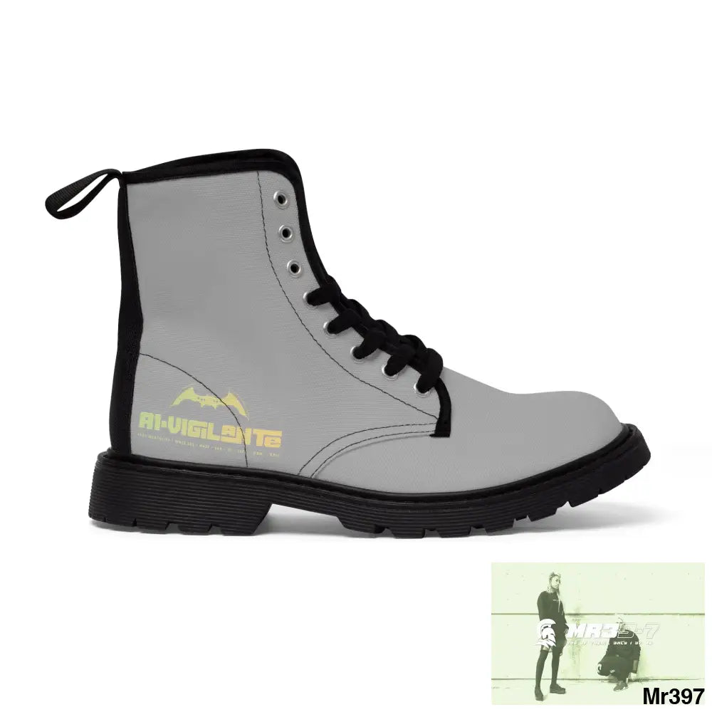 A1- Vigilante light Grey Canvas Boots Shoes