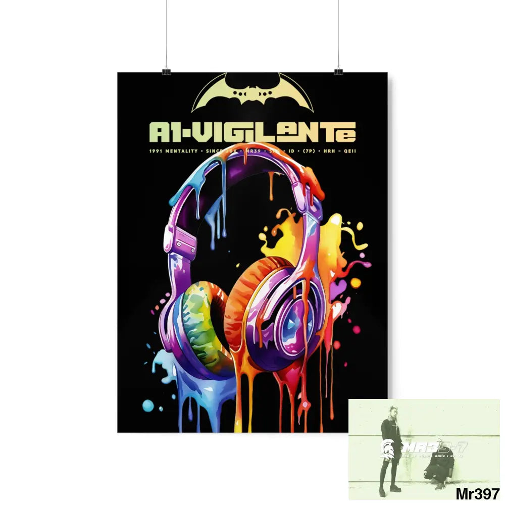 A1-Vigilante Melting headphones Matte Vertical Posters 18″ x 24″ / Matte Poster