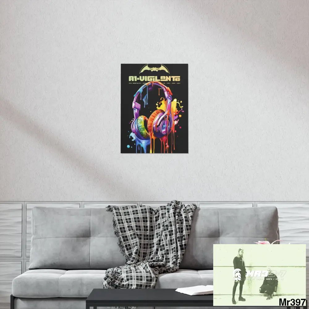 A1-Vigilante Melting headphones Matte Vertical Posters Poster