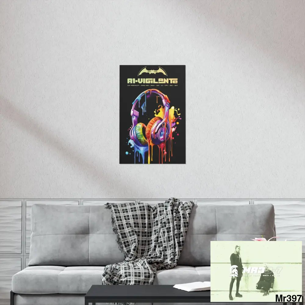 A1-Vigilante Melting headphones Matte Vertical Posters Poster