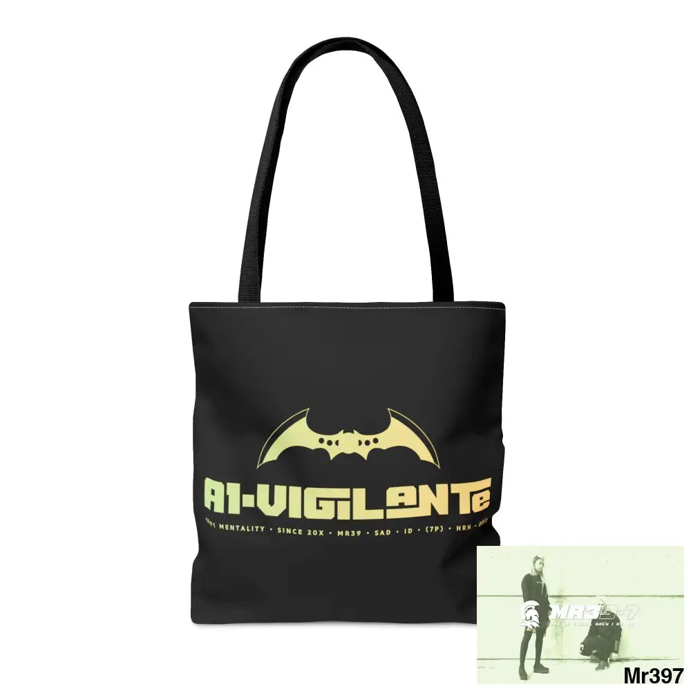 A1-Vigilante Melting Headphones Tote Bag (AOP) Bags
