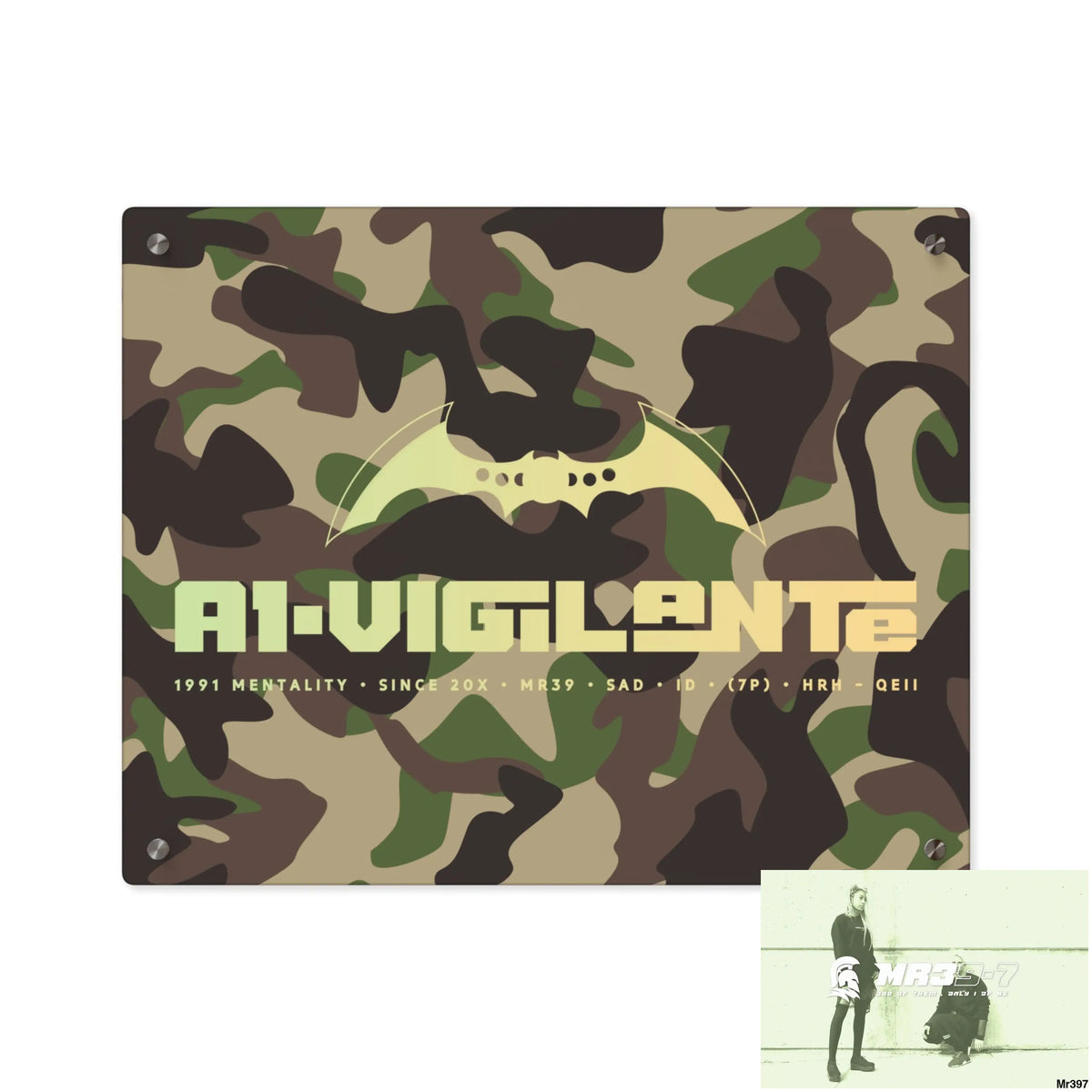 A1-Vigilante Military Mentality 1991 Style Acrylic Wall Art Panels 20″ x 16″ (Horizontal) / 0.25’’ Home Decor