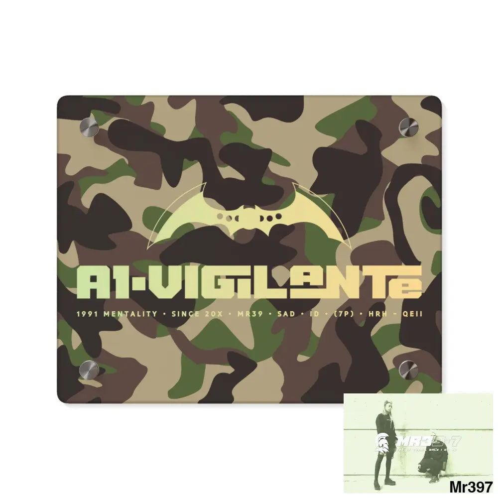 A1-Vigilante Military Mentality 1991 Style Acrylic Wall Art Panels 10″ x 8″ (Horizontal) / 0.25’’ Home Decor