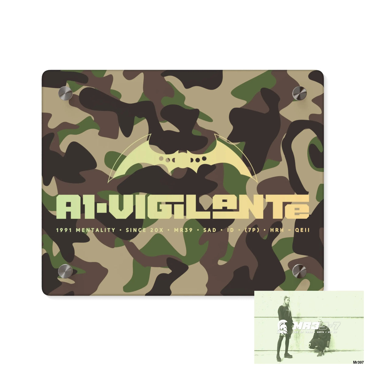 A1-Vigilante Military Mentality 1991 Style Acrylic Wall Art Panels 10″ x 8″ (Horizontal) / 0.25’’ Home Decor