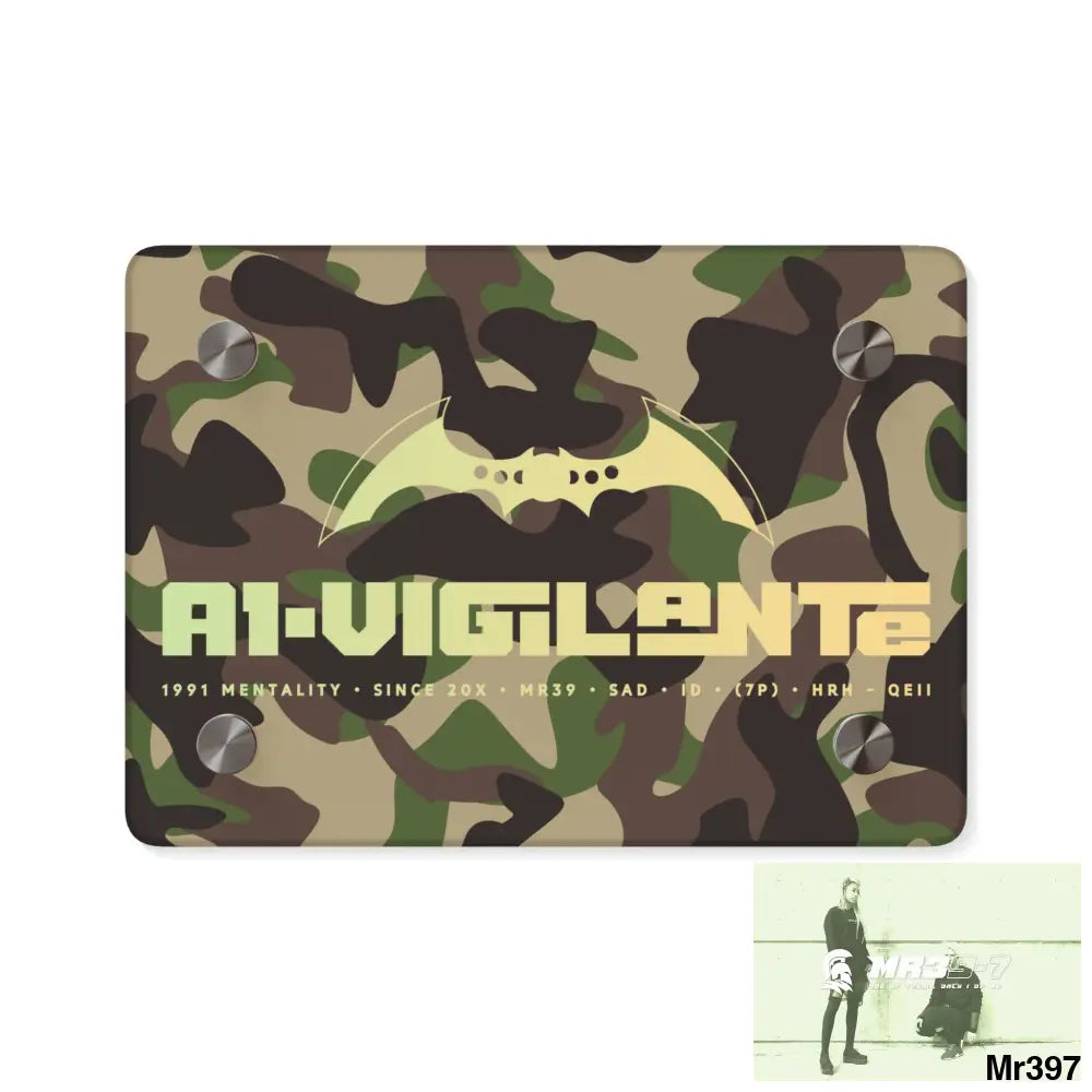 A1-Vigilante Military Mentality 1991 Style Acrylic Wall Art Panels 7’’ x 5’’ (Horizontal) / 0.25’’ Home Decor