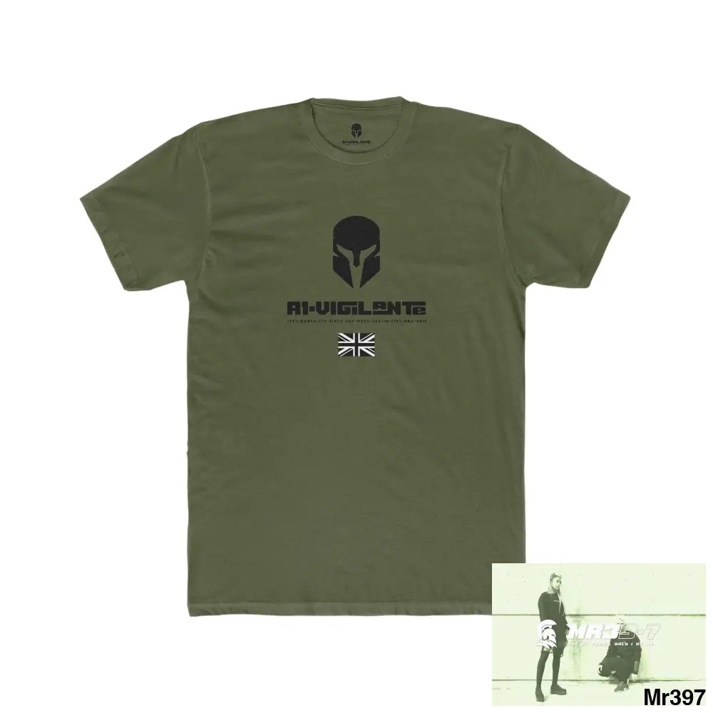 A1-Vigilante My life My Deaths Their Plans Failed Tactical GB Men’s Cotton Crew Tee Solid Military Green / XS T-Shirt