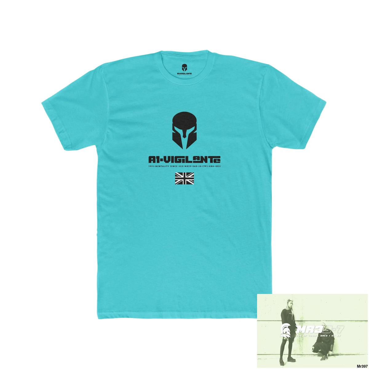 A1-Vigilante My life My Deaths Their Plans Failed Tactical GB Men’s Cotton Crew Tee Solid Tahiti Blue / S T-Shirt