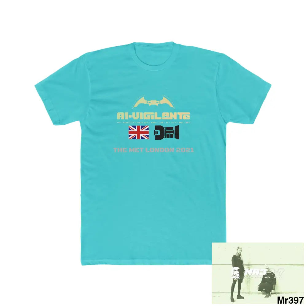 A1-Vigilante One flew over the Redwoods Centre - Men’s Cotton Crew Tee Solid Tahiti Blue / S T-Shirt