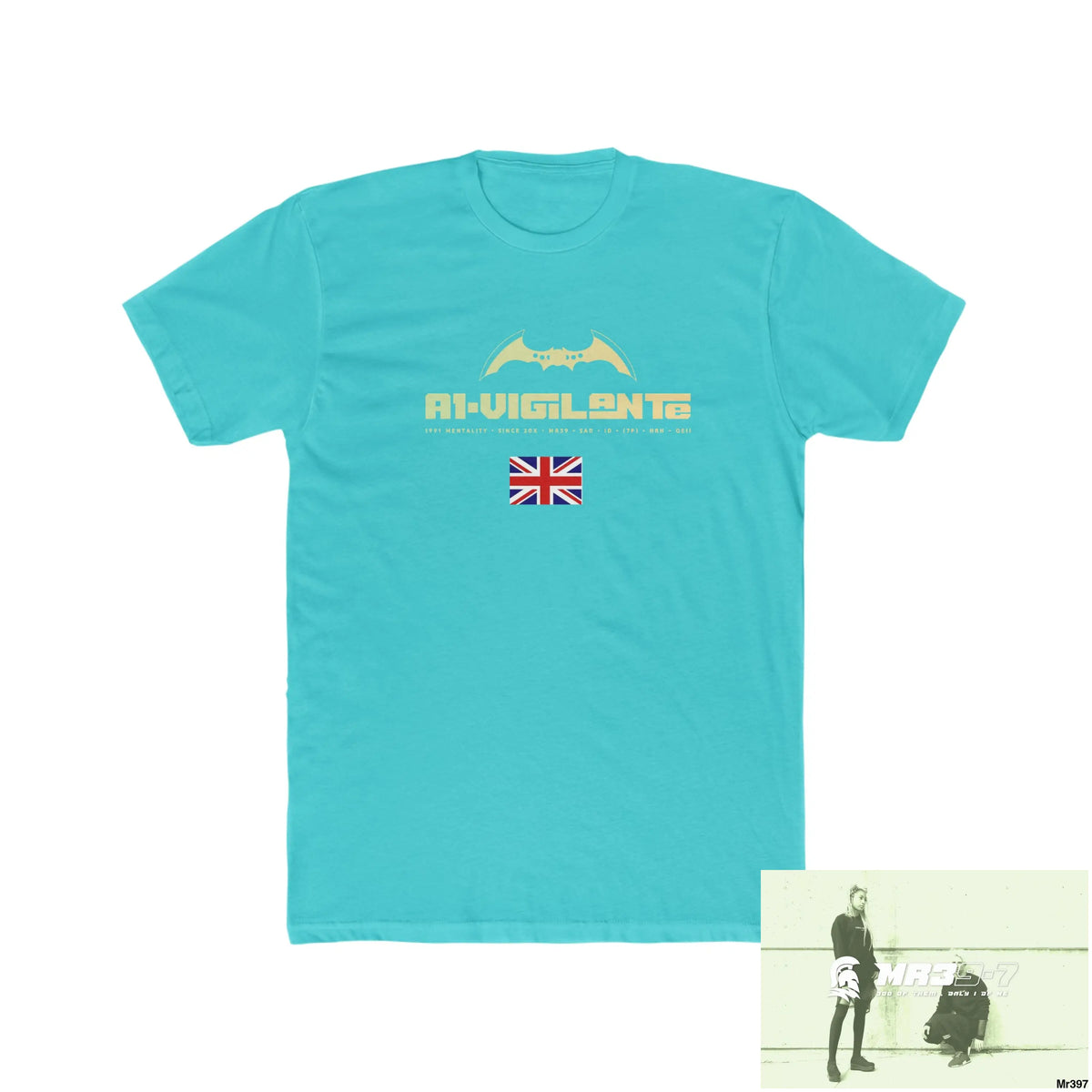 A1-Vigilante Shrewsbury My Work 2022-23 - Men’s Cotton Crew Tee Solid Tahiti Blue / S T-Shirt