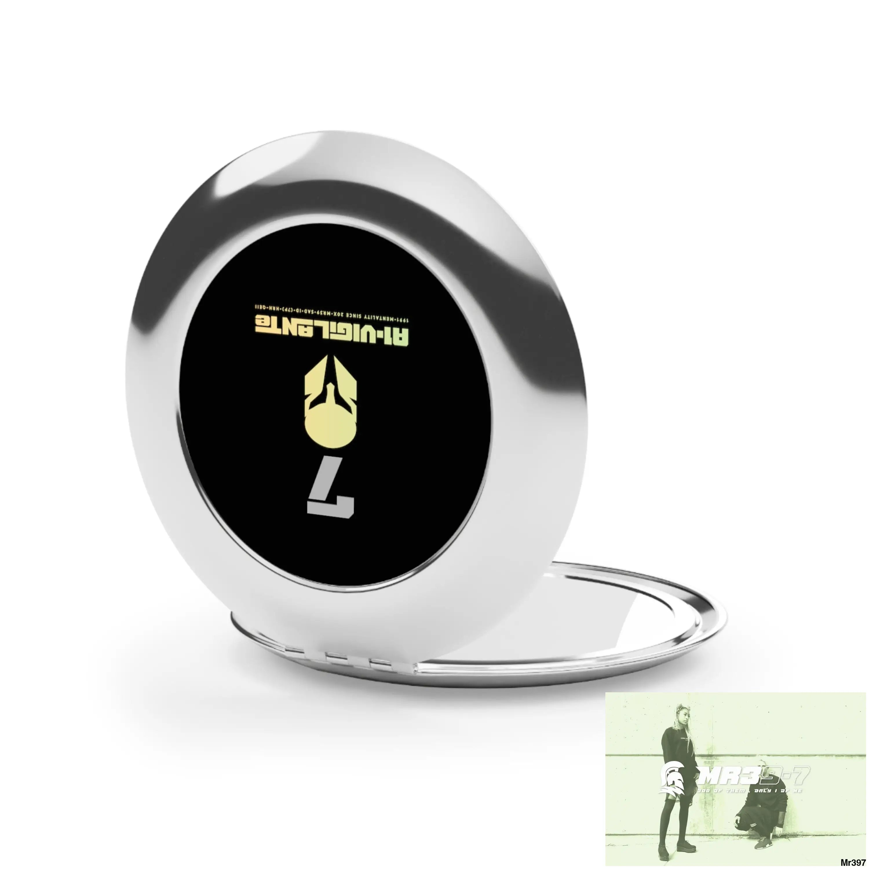 A1-Vigilante- Sparta 7 Compact Travel Mirror Silver / Glossy / One size Accessories