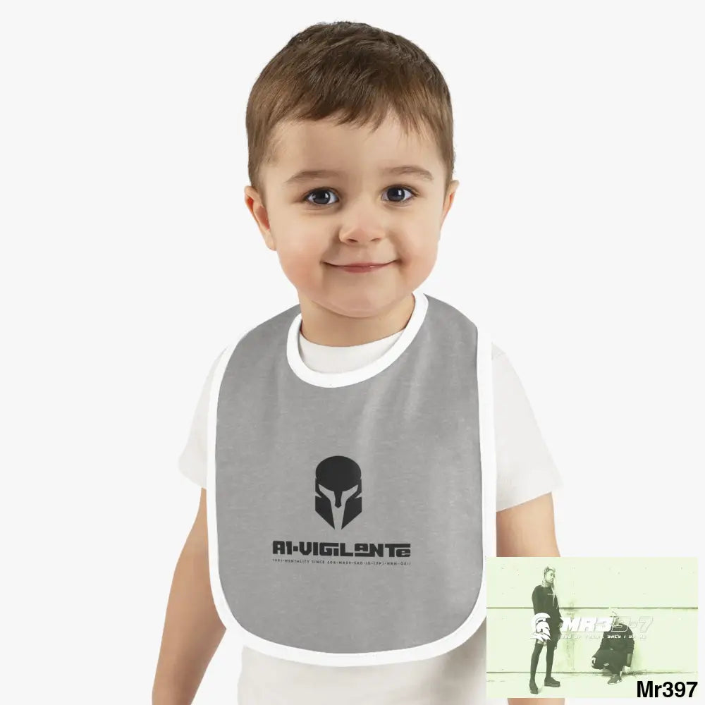 A1-Vigilante Sparta Baby Contrast Trim Jersey Bib Heather/White / One size Kids clothes