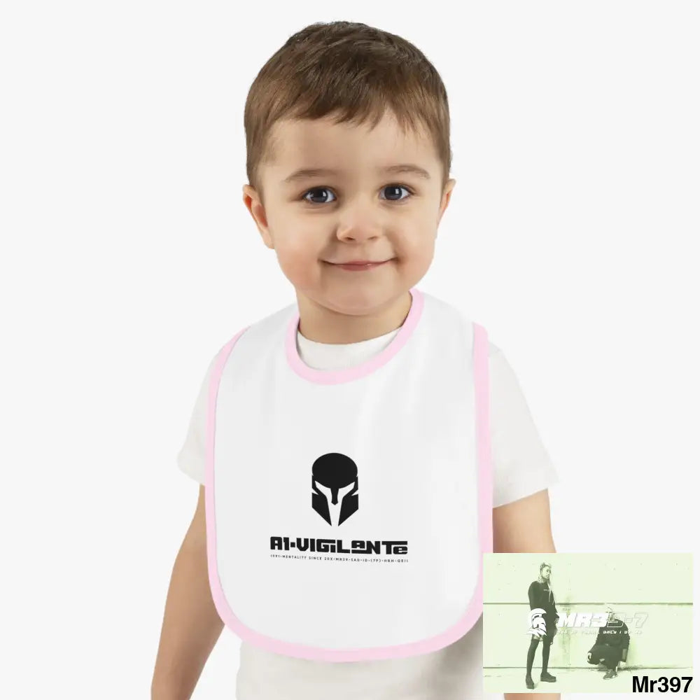 A1-Vigilante Sparta Baby Contrast Trim Jersey Bib White/Pink / One size Kids clothes