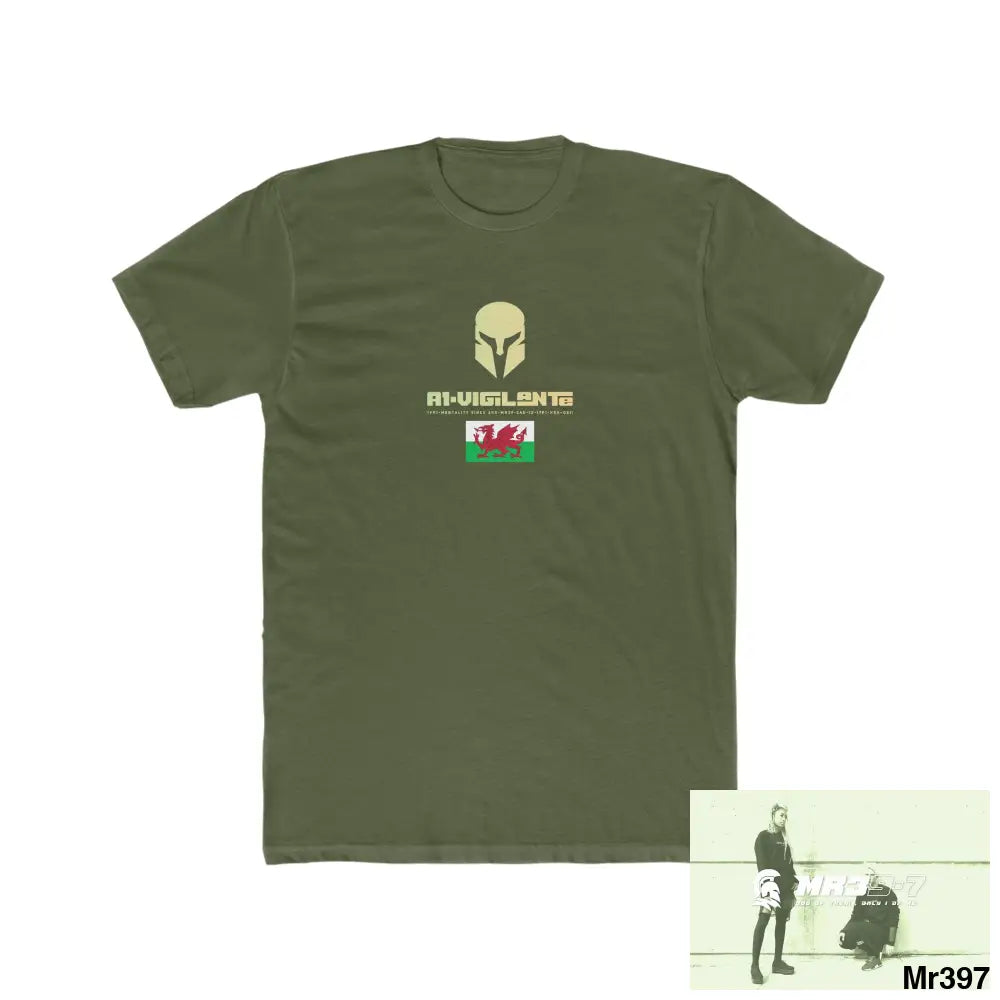 A1-Vigilante Sparta - Barmouth Men’s Cotton CrewTee Solid Military Green / XS T-Shirt
