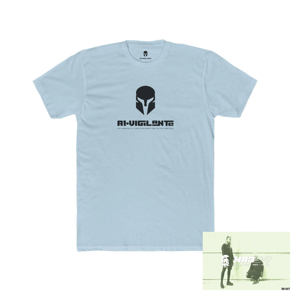 A1 Vigilante Sparta Black Choose Life Men’s Cotton Crew Tee Solid Light Blue / S T-Shirt