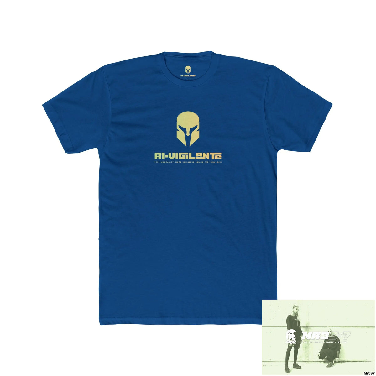 A1 Vigilante Sparta Choose Life Men’s Cotton Crew Tee Solid Cool Blue / S T-Shirt