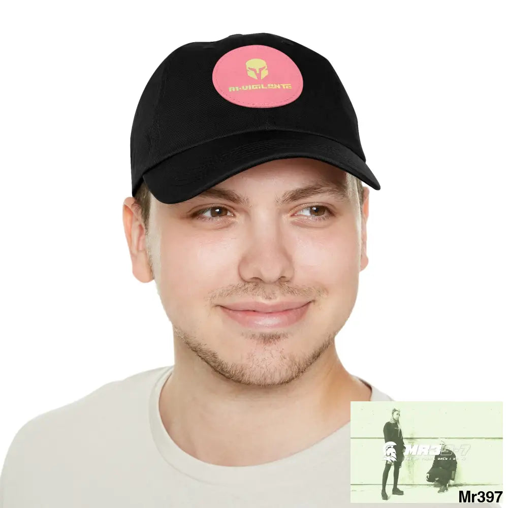 A1. Vigilante Sparta Dad Hat with Leather Patch (Round) Hats