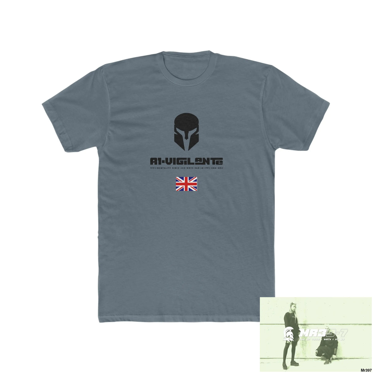 A1-Vigilante Sparta Dahab Men’s Cotton Crew Tee Solid Indigo / S T-Shirt