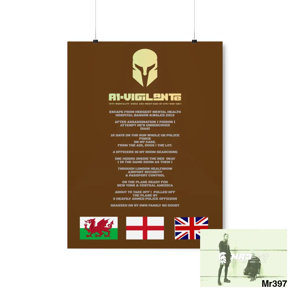 A1-Vigilante Sparta Escape from Hergest MH Hospital 2013 Matte Vertical Posters 18″ x 24″ / Matte Poster