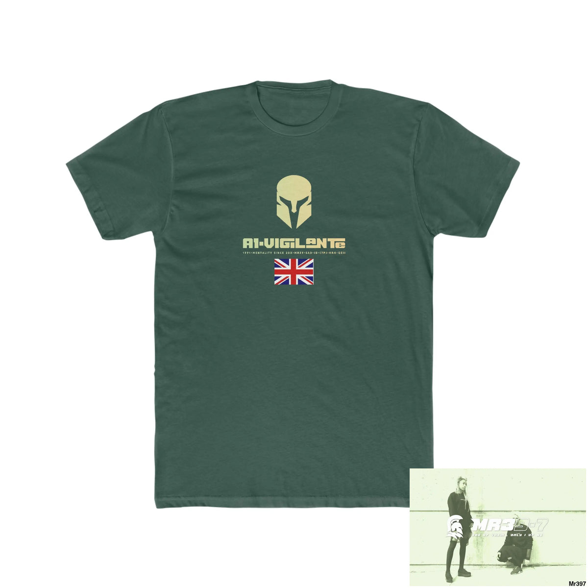 A1-Vigilante Sparta FUCK COUNTY LINES Men’s Cotton Crew Tee Solid Forest Green / S T-Shirt