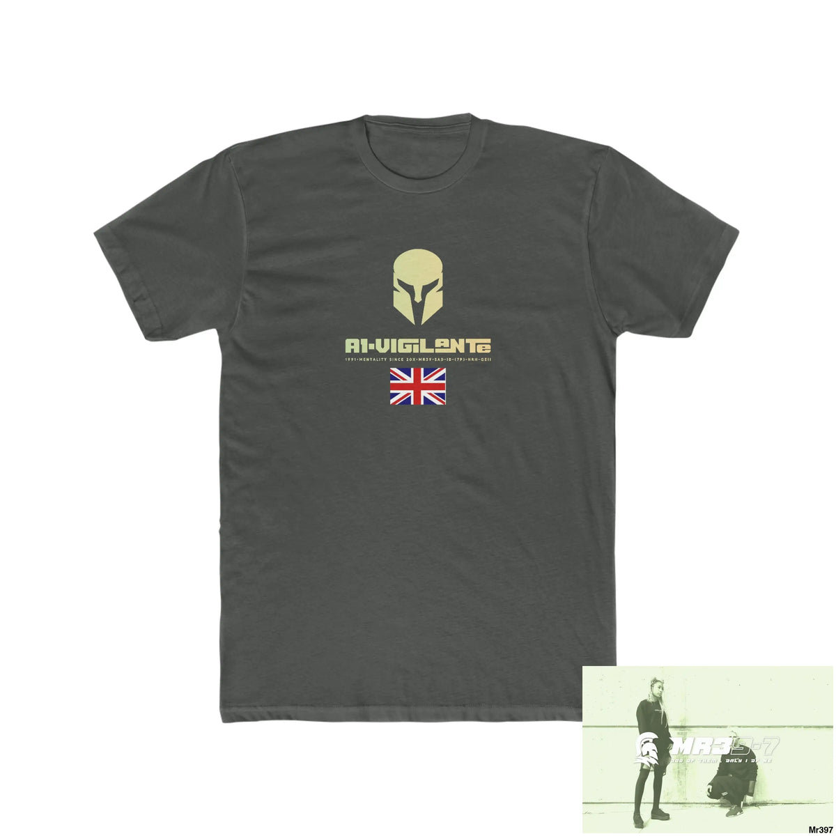 A1-Vigilante Sparta FUCK COUNTY LINES Men’s Cotton Crew Tee Solid Heavy Metal / XS T-Shirt