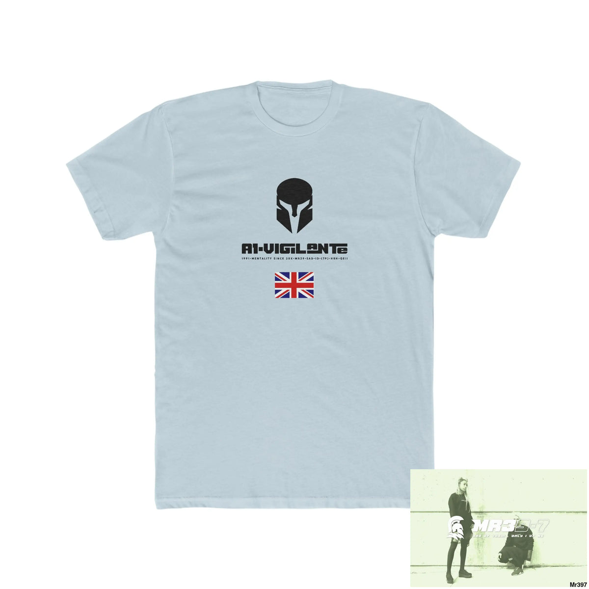 A1-Vigilante Sparta FUCK COUNTY LINES Men’s Cotton Crew Tee Solid Light Blue / S T-Shirt