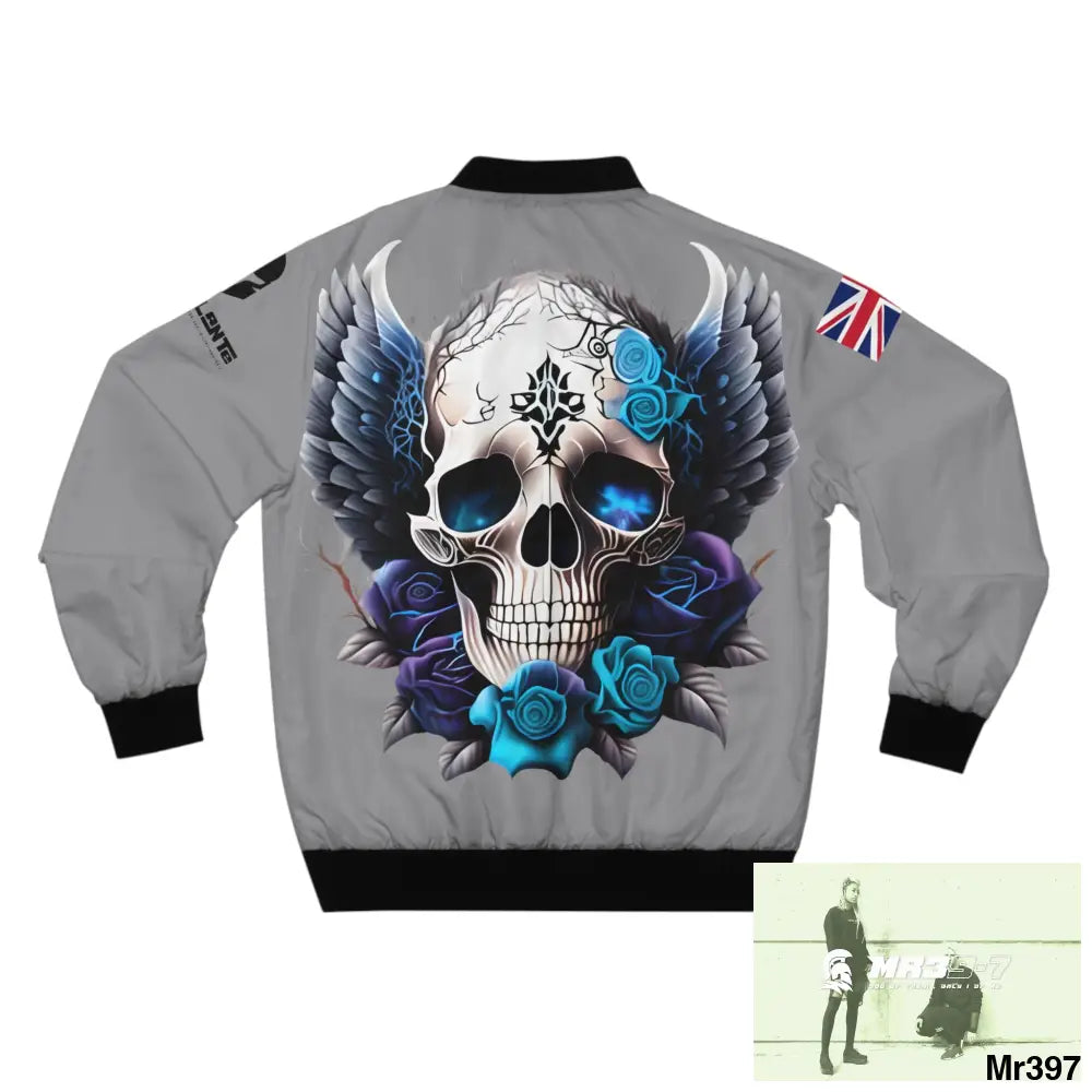 A1-Vigilante Sparta GBR Gothic Skull with Wings and Roses Men’s Bomber Jacket (AOP) All Over Prints