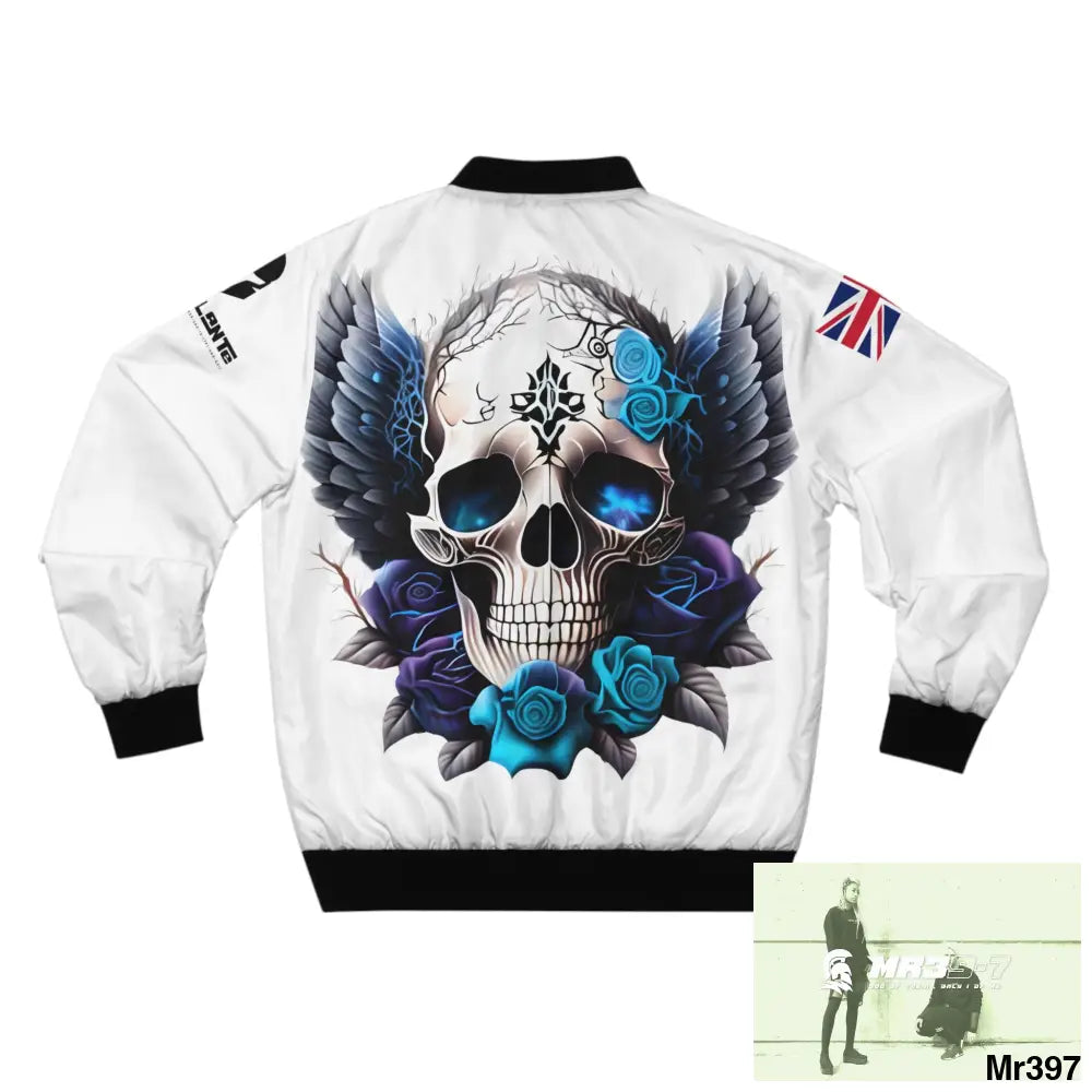 A1-Vigilante Sparta GBR Gothic Skull with Wings and Roses Men’s Bomber Jacket (AOP) All Over Prints