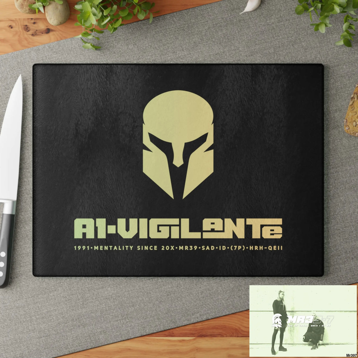 A1- Vigilante -Sparta Glass Cutting Board Home Decor