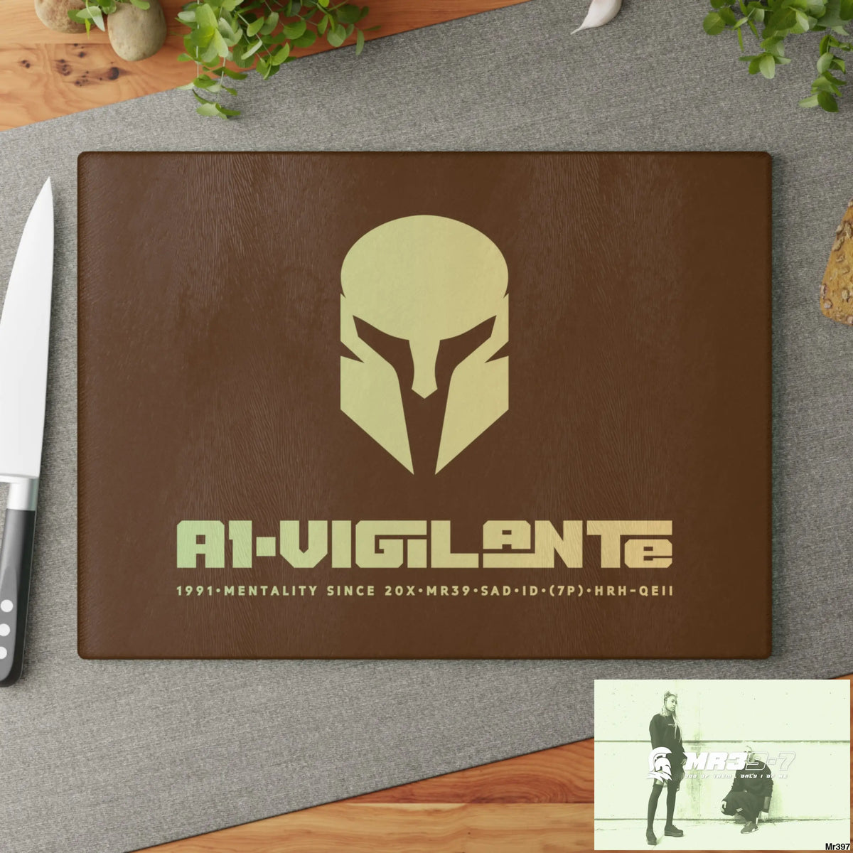 A1- Vigilante -Sparta Glass Cutting Board Home Decor