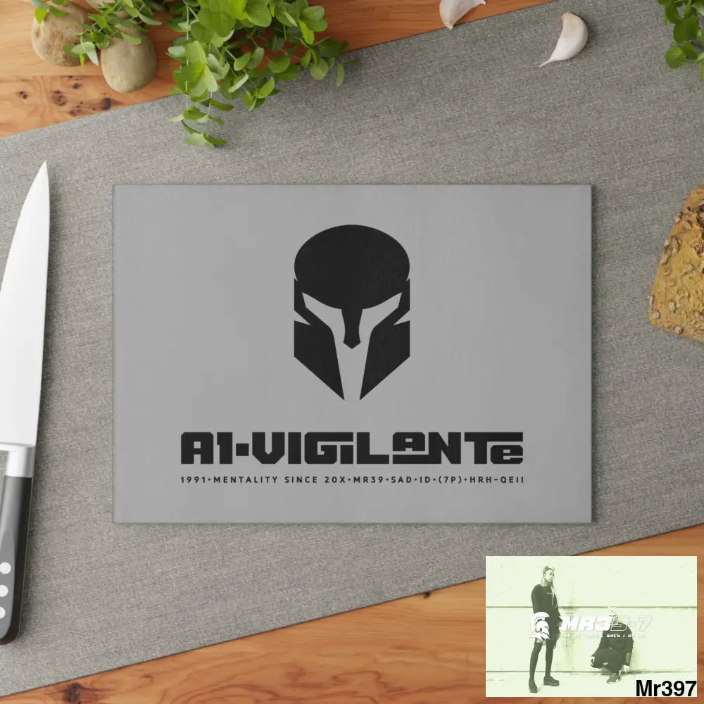A1- Vigilante Sparta Glass Cutting Board Home Decor