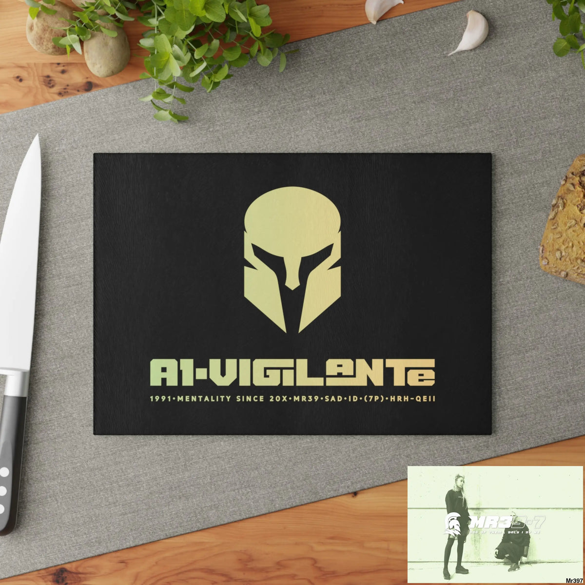 A1- Vigilante -Sparta Glass Cutting Board Home Decor