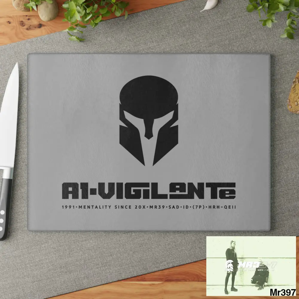 A1- Vigilante Sparta Glass Cutting Board Home Decor