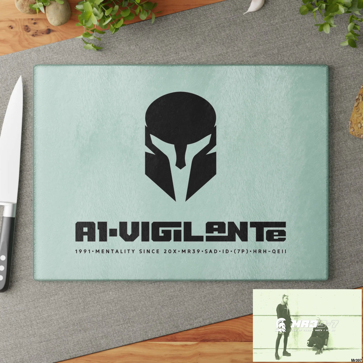 A1- Vigilante Sparta Glass Cutting Board Home Decor