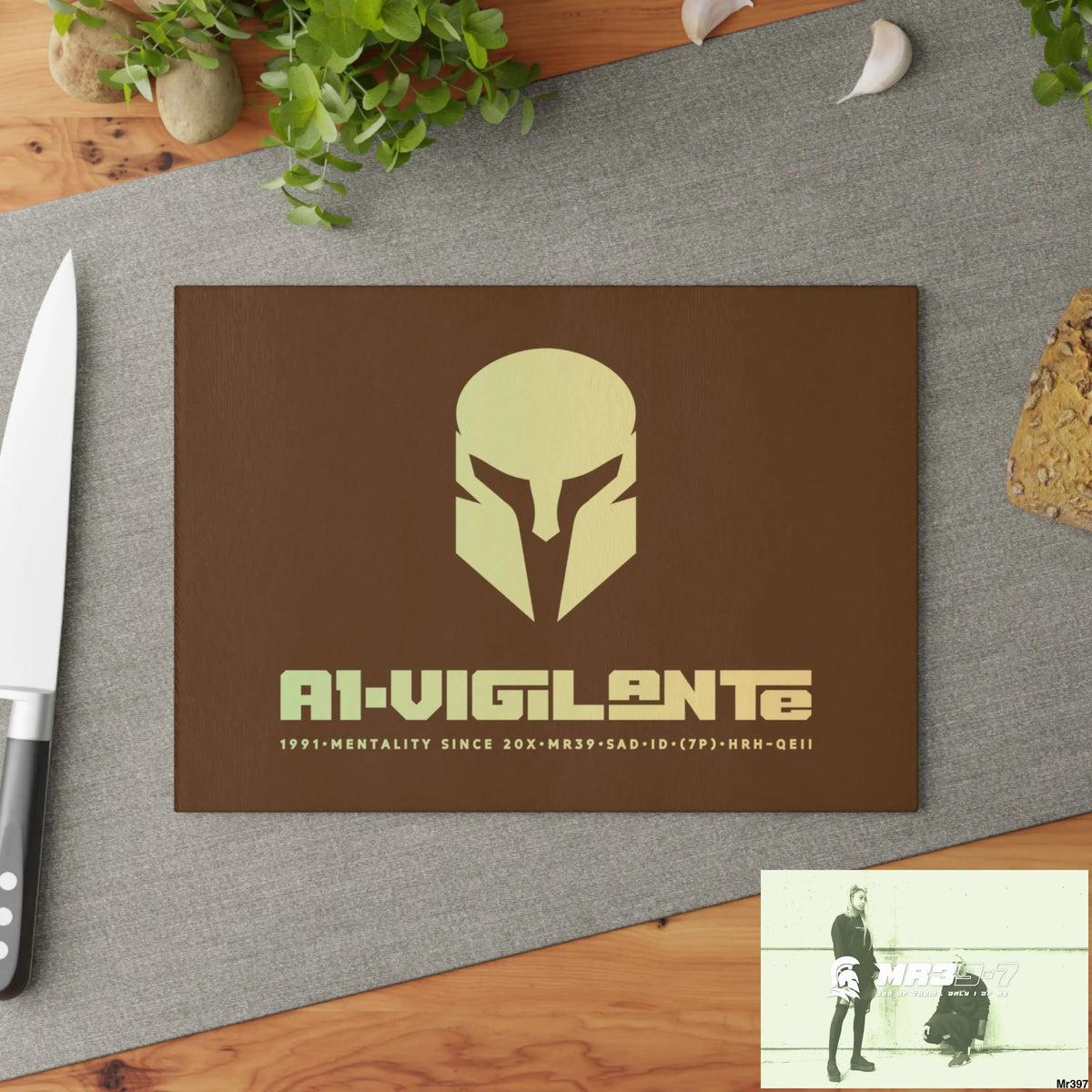 A1- Vigilante -Sparta Glass Cutting Board Home Decor