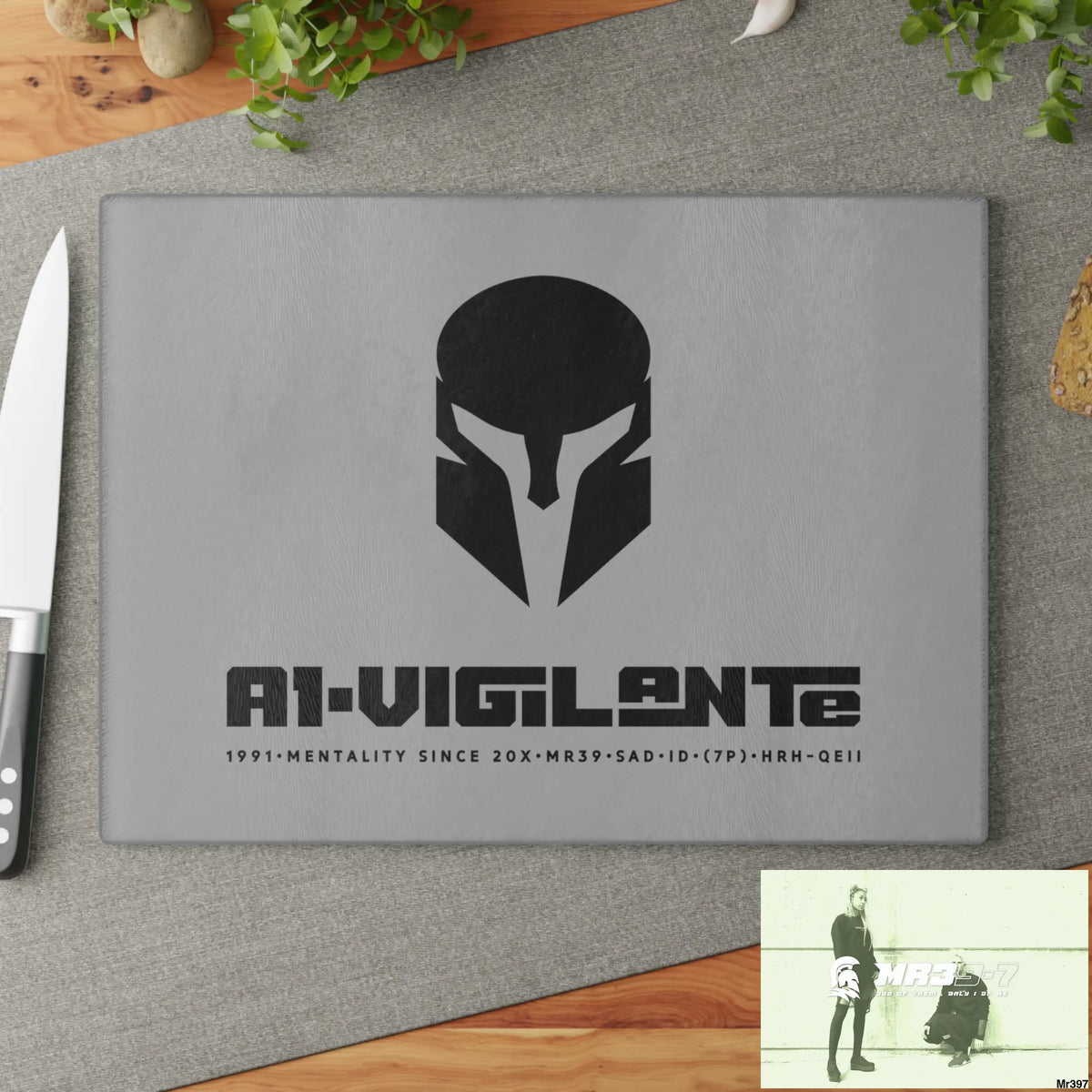 A1- Vigilante Sparta Glass Cutting Board Home Decor