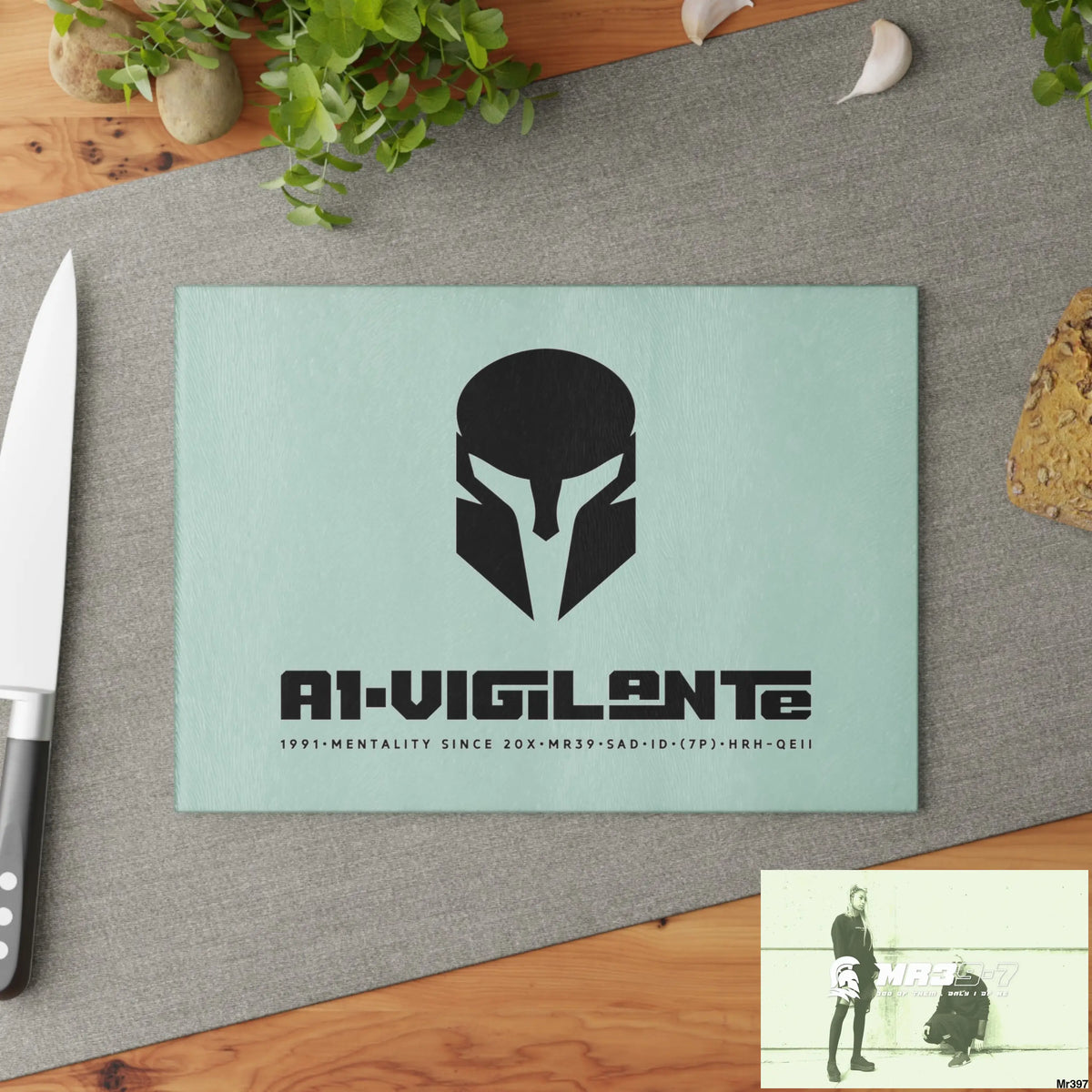 A1- Vigilante Sparta Glass Cutting Board Home Decor