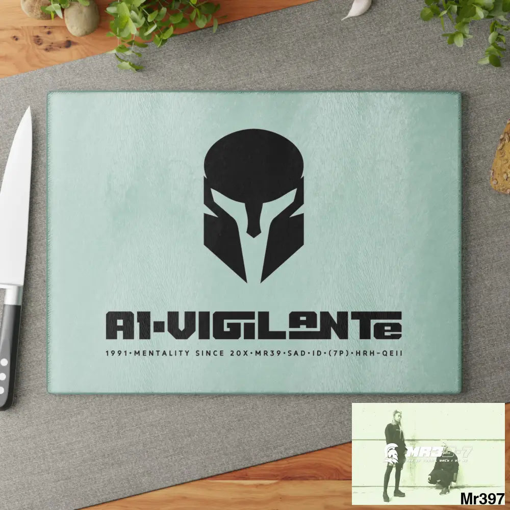 A1- Vigilante Sparta Glass Cutting Board Home Decor