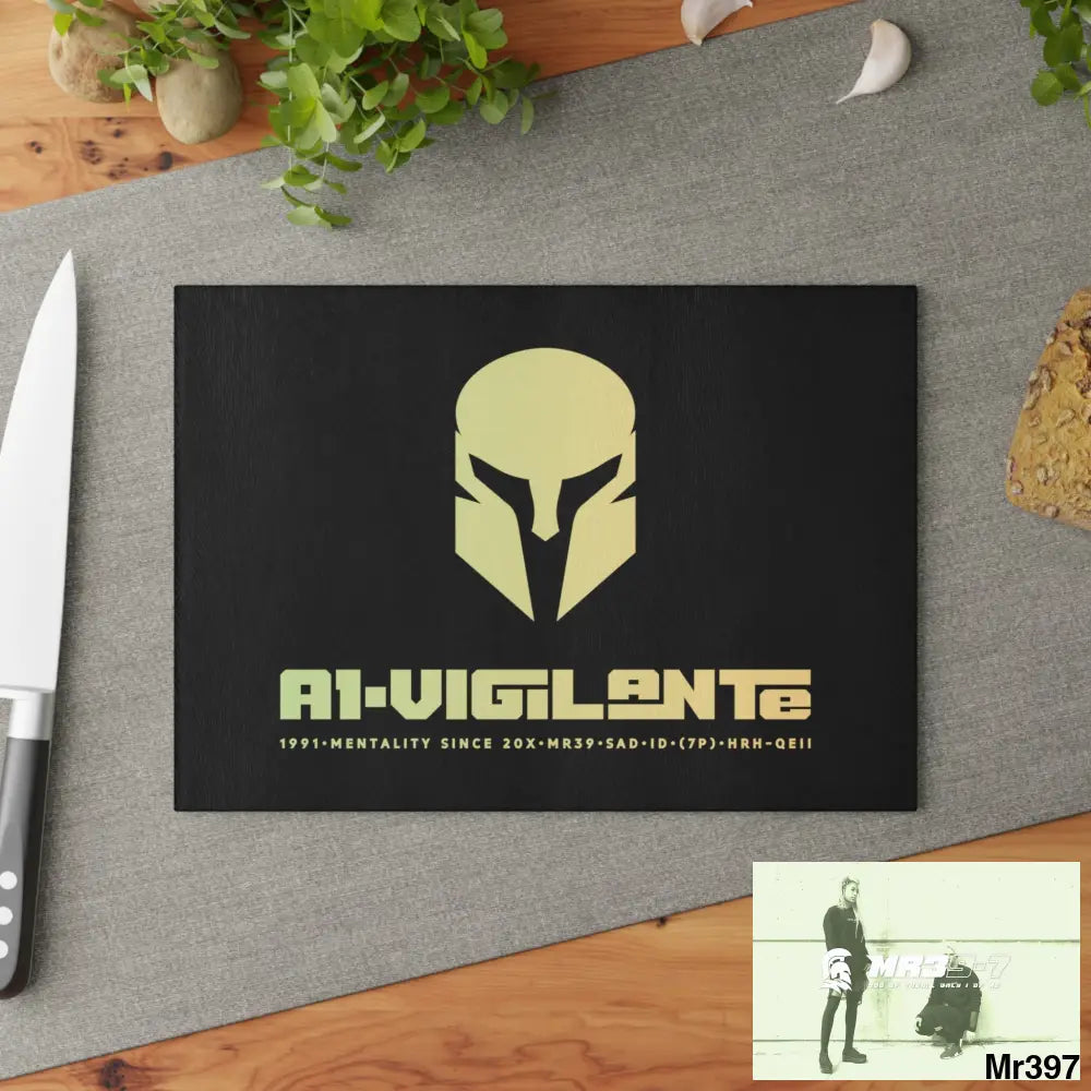 A1- Vigilante -Sparta Glass Cutting Board Home Decor