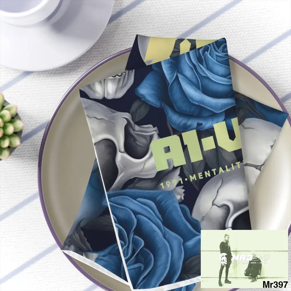 A1-Vigilante Sparta Gothic Skulls & Roses Napkins 4-piece set / White / 19’’ × 19’’ Accessories