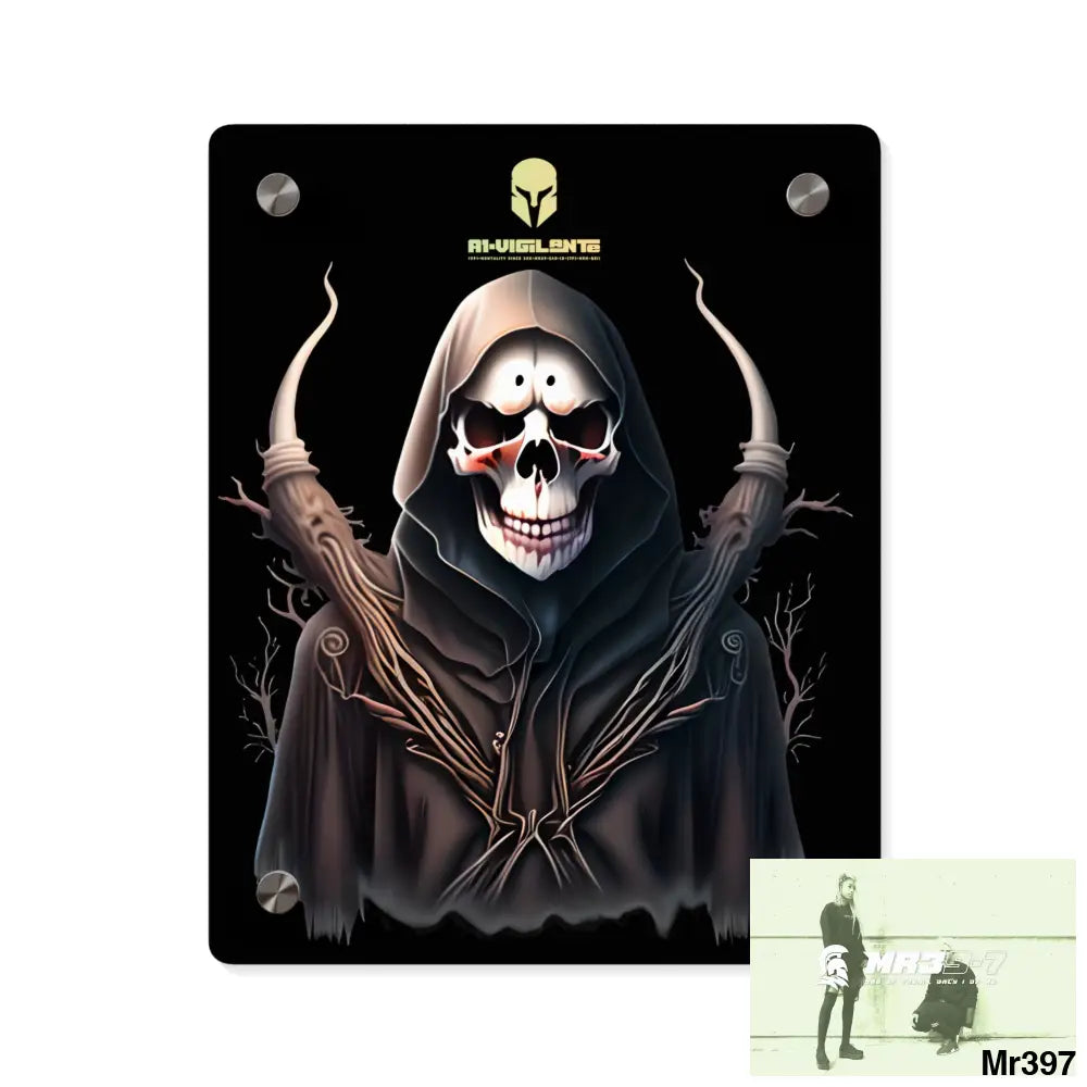 A1-Vigilante Sparta Halloween Reaper Graphic Acrylic Wall Art Panels 8″ x 10″ (Vertical) / 0.25’’ Home Decor