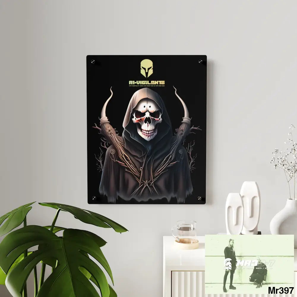 A1-Vigilante Sparta Halloween Reaper Graphic Acrylic Wall Art Panels Home Decor