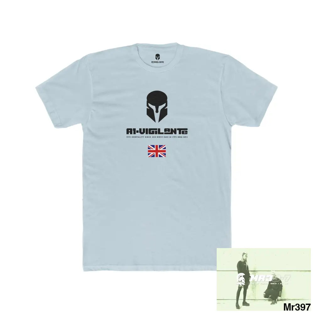 A1-Vigilante Sparta Kenya In Blind My Pain Management Black Snake Men’s Cotton Crew Tee Solid Light Blue / S T-Shirt