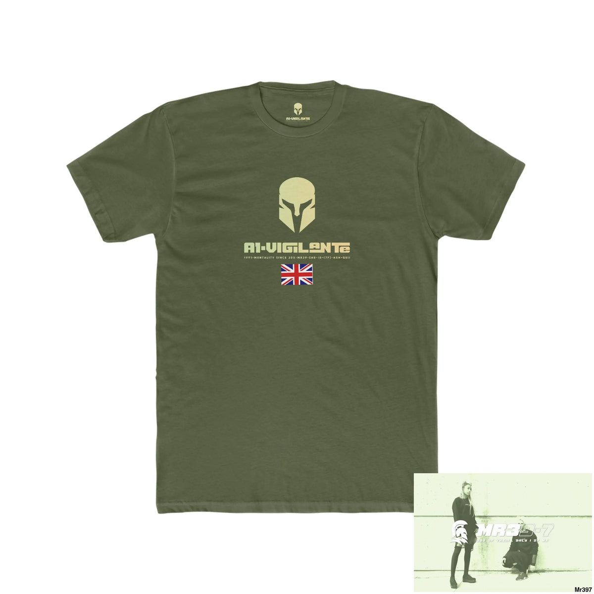 A1-Vigilante Sparta Kenya In Blind My Pain Management Black Snake Men’s Cotton Crew Tee Solid Military Green / XS
