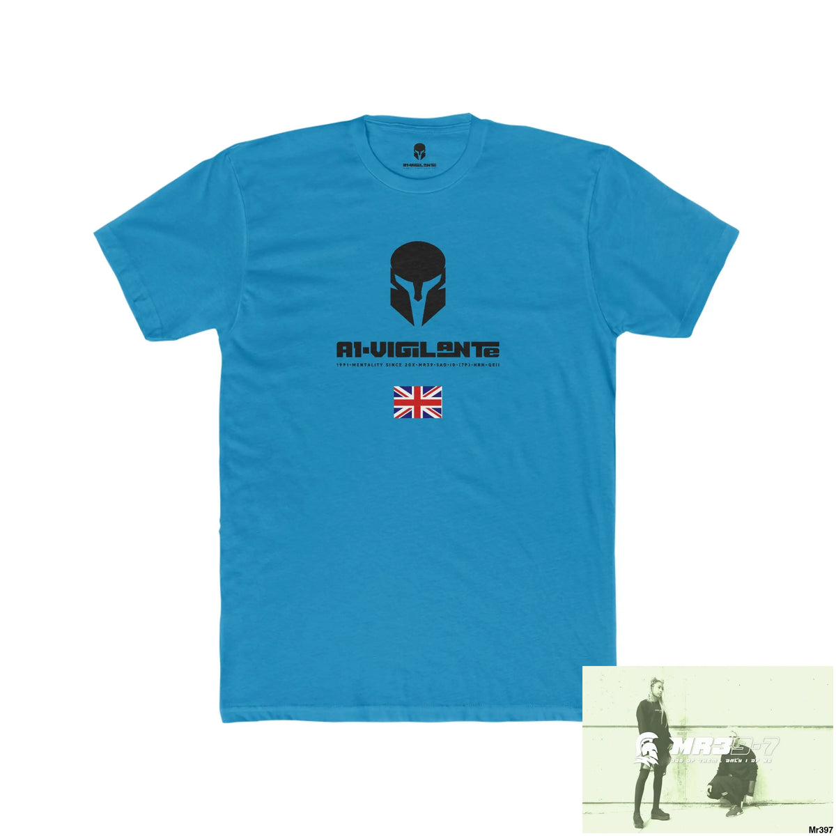 A1-Vigilante Sparta Kenya In Blind My Pain Management Black Snake Men’s Cotton Crew Tee Solid Turquoise / S T-Shirt